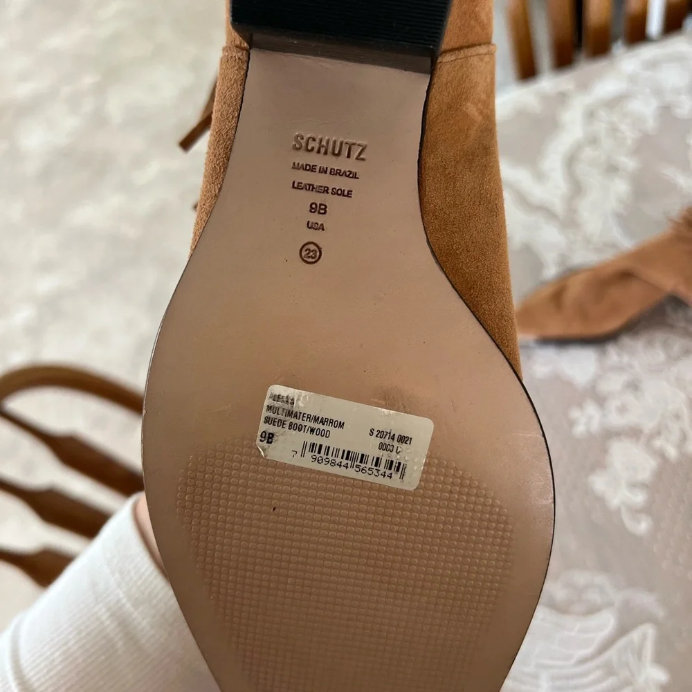 Schultz Tan Suede Fringed Western Heeled Boot - Picture 5 of 5